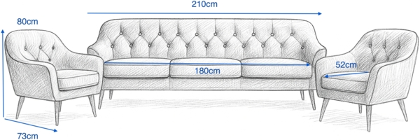 Wohnzimmer-Set BENITO 4: 3-Sitzer Sofa + 2 Sessel Bild 2