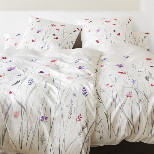 Elegante Mako Satin Bettwäsche Highlife 24556-0 weiß geblümt 135x200 Bild 3