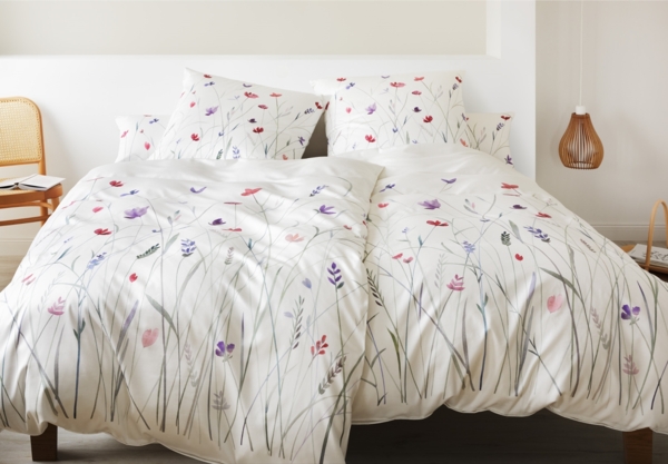 Elegante Mako Satin Bettwäsche Highlife 24556-0 weiß geblümt 135x200 Bild 2