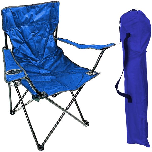 2er Anglersessel Regiestuhl Campingstuhl Getränkehalter Tasche Blau