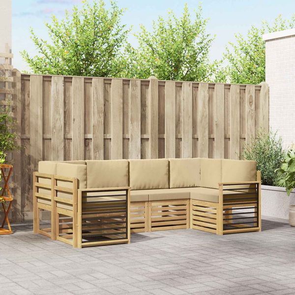 vidaXL Ecksofa Set 6 pcs Weiß und Beige 245 x 128,5 x 73 cm Polyester 3392408