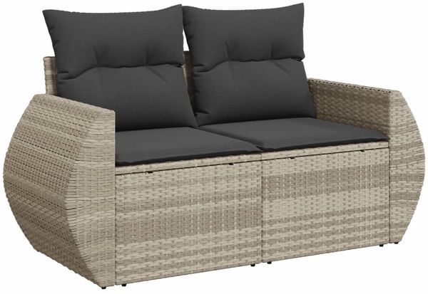 vidaXL 6-tlg. Garten-Sofagarnitur mit Kissen Hellgrau Poly Rattan 3221431 Bild 5