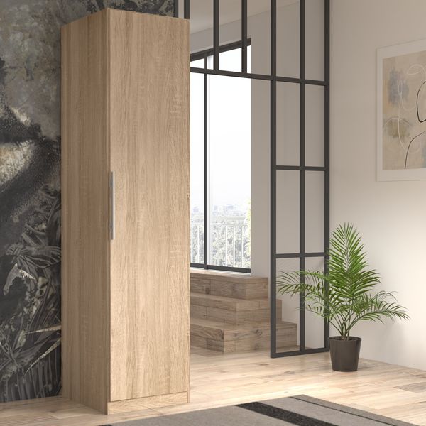 FORTE Cadixo Kleiderschrank, Holzwerkstoff, Beige, 51,2 x 212,9 x 58,9 cm