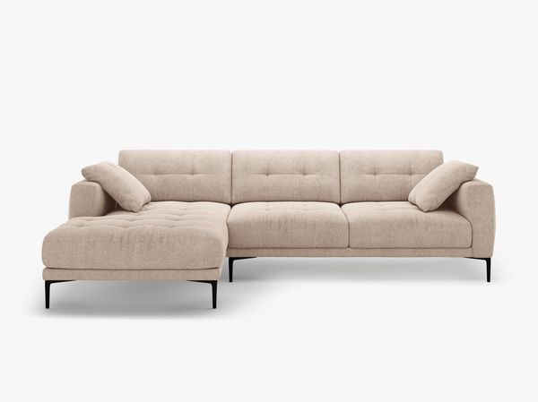 Micadoni Ecksofa Bemy 3-Sitzer Links Strukturierter Stoff Sand