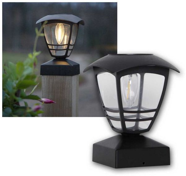 LED-Solar-Pfosten/Wegleuchte "Felix", ca. 14x19cm, schwarz