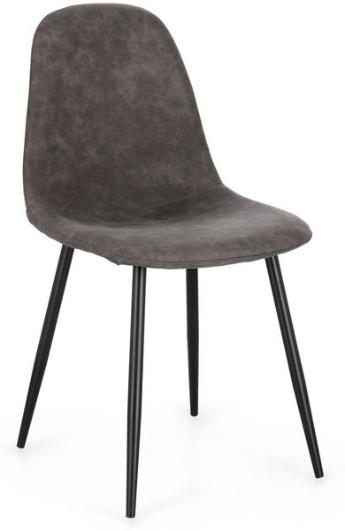 Esszimmerstuhl New Alirela aus Kunstleder, modern gepolstert, 4er-Set, dunkelgrau, Metallgestell