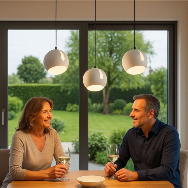 s.luce Ball Esstisch-Pendelleuchte drehbarer Schirm Ø 20cm 160cm Baldachin Kupfer Bild 9