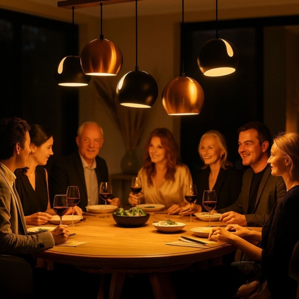 s.luce Ball Esstisch-Pendelleuchte drehbarer Schirm Ø 20cm 160cm Baldachin Kupfer Bild 7