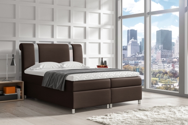 99rooms Asuncion Boxspringbett Kunstleder SOFT Braun 200 x 200 cm