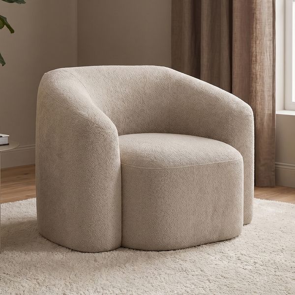 skølm 'Gjöll' Sessel, 95x74x70 cm, beige, aus Teddy-Bouclé, Relaxsessel mit Armlehnen, vakuumverpackt, ohne Aufbau