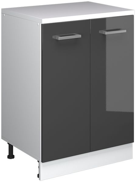 Küchenschrank für Dachschrägen R-Line Anthrazit Hochglanz 60 cm ohne Schräge mit 2 Türen Vicco