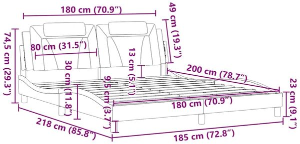 vidaXL Bettgestell "Viana" ohne Matratze Grau 180x200 cm Kunstleder 3208113 Bild 12