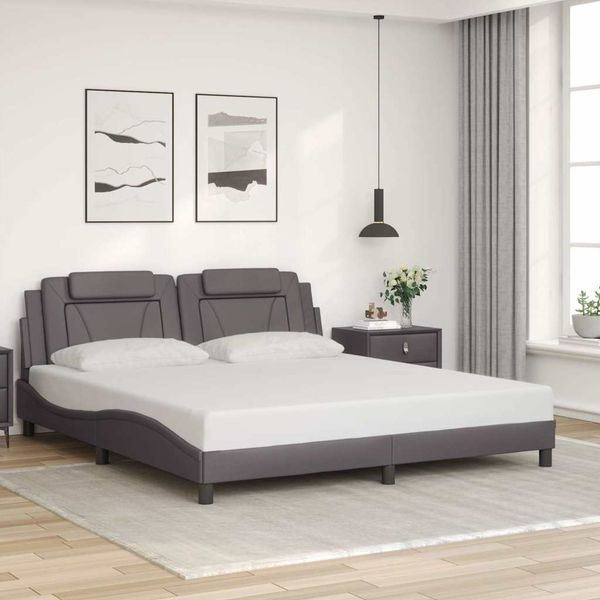 vidaXL Bettgestell "Viana" ohne Matratze Grau 180x200 cm Kunstleder 3208113