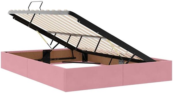 vidaXL Aufbewahrungsbett mit Matratze Rosa 140 x 200 cm Samt 3370826 Bild 6