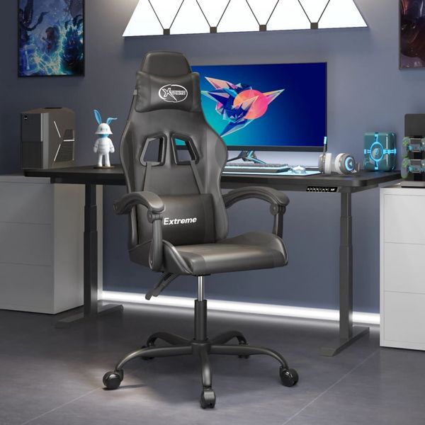 vidaXL Gaming-Stuhl Drehbar Schwarz Kunstleder 349575