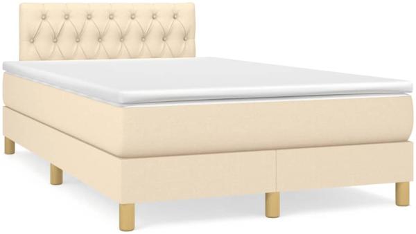 vidaXL Boxspringbett mit Matratze & LED Creme 120x190 cm Stoff 3270114