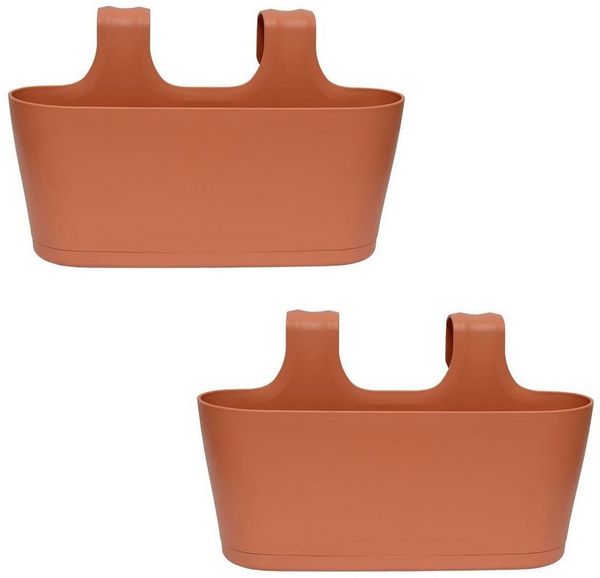 Engelland Blumenkasten Blumentopf zum Hängen (Vorteils-Set, 2 St, Fassungsvermögen je Topf 5,5 Liter), UV-Beständig, Frostbeständig, Wasserauffangschalen
