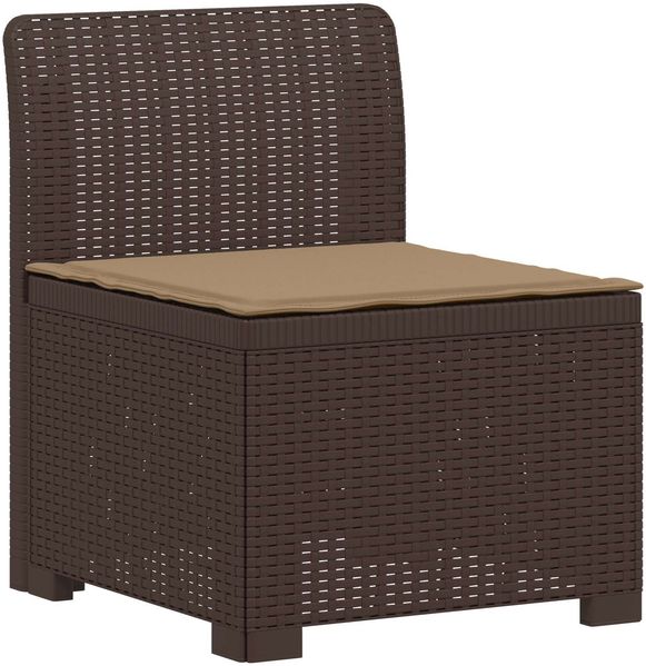 vidaXL 1-Sitzer Garten-Sofa mit Kissen Rattan-Look PP Braun 8011786