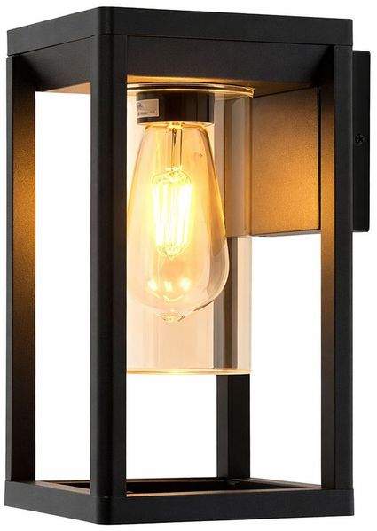 LED Wandleuchte, ALU, schwarz-matt, klar, H 27 cm