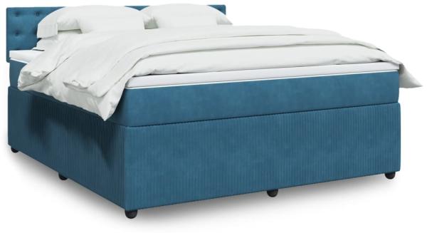 vidaXL Boxspringbett mit Matratze Blau 180x200 cm Samt 3290122