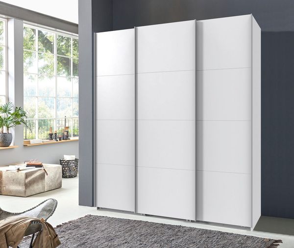 Wimex Kleiderschrank Mugano, Made in Germany, Lieferung bis in Deine Etage und Stellort (wähle Deine Ausstattung: Basic oder Premium) 3 Schwebetüren, große Größen, mit oder ohne Spiegel, Metallgriffe