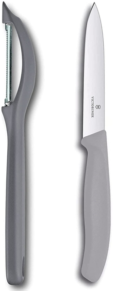 Victorinox | Universalschäler CUT Set | extra scharf | Zackenschliffklinge | zweischneidig | Swiss Made | Limited Edition Cool Grey