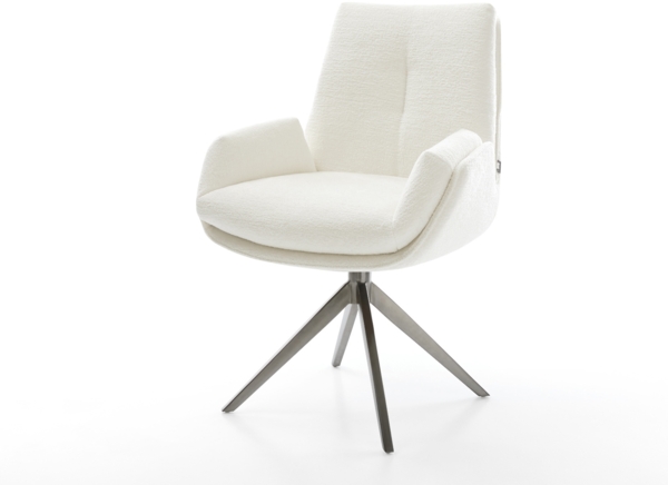 Drehstuhl Clea-Flex Bouclé Soft Beige Kreuzgestell breit Graphit 360° drehbar Wippfunktion