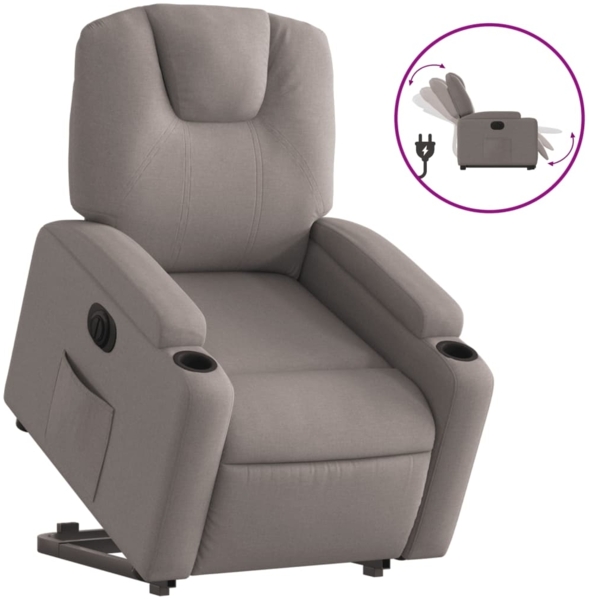 vidaXL Relaxsessel mit Aufstehhilfe Elektrisch Taupe Stoff 3204400