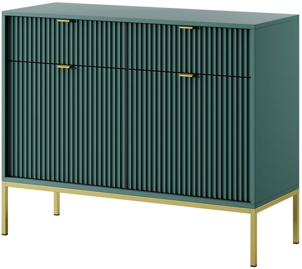 Compleo Kommode schmal, Breite 104 cm Modern Kommode mit 2 Schubladen NANCY, Glamour Flur