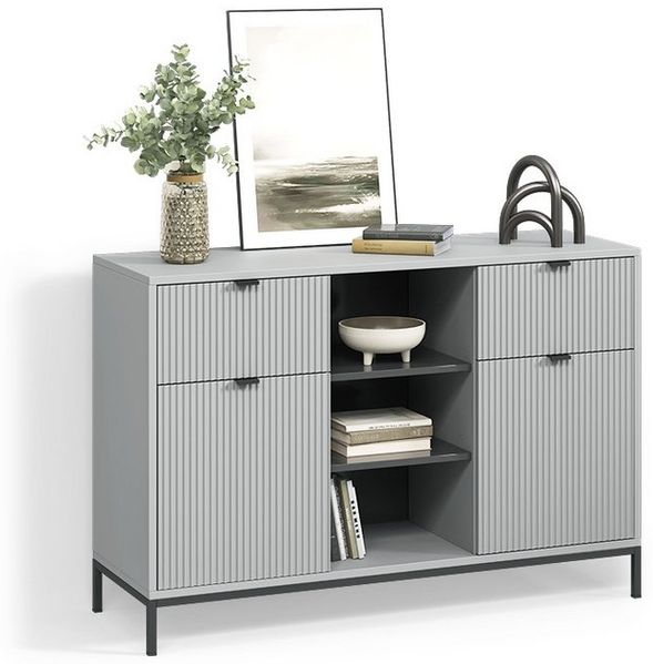 Livinity® Kommode Aterno, Grau, 120x81.2 cm mit 2 Schubladen und 2 Türen (1 St)