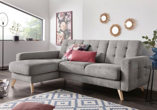 exxpo - sofa fashion Ecksofa Nappa, kompakt und komfortabel, bequem, zeitloses Design, L-Form, tolle Detailverarbeitung, inkl. Bettfunktion und Bettkasten