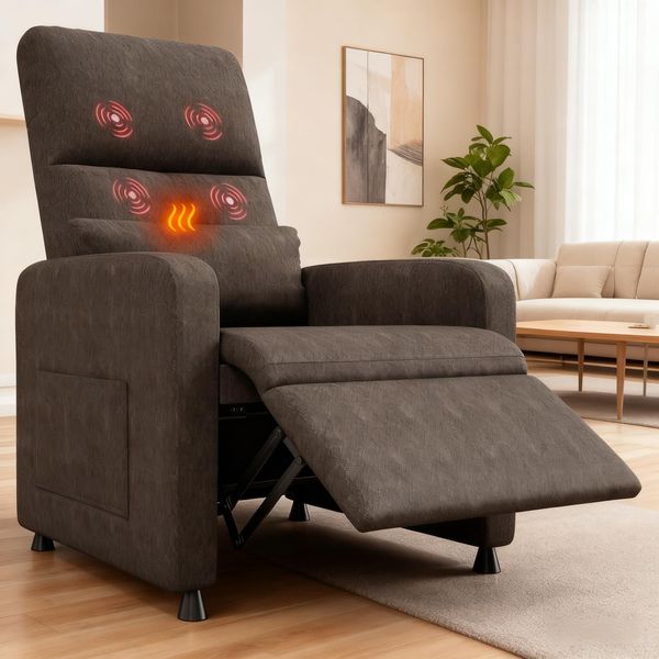 GarveeHome Fernsehsessel Elektrisch Relaxsessel Ruhesessel, massagesessel mit wärmefunktion, Verstellbarer Fernsehsessel mit Fußstütze, Einzelsofa,für Wohnzimmer, Schlafzimmer oder Büro (Braun)
