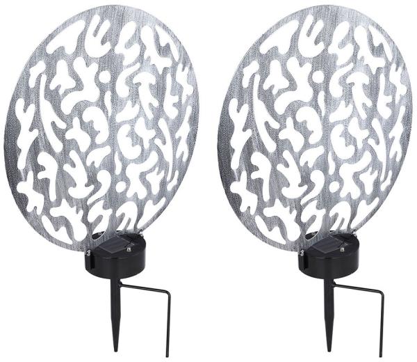 2er Set LED Solar-Steckleuchte, Lichteffekt, antik silber, H 41 cm
