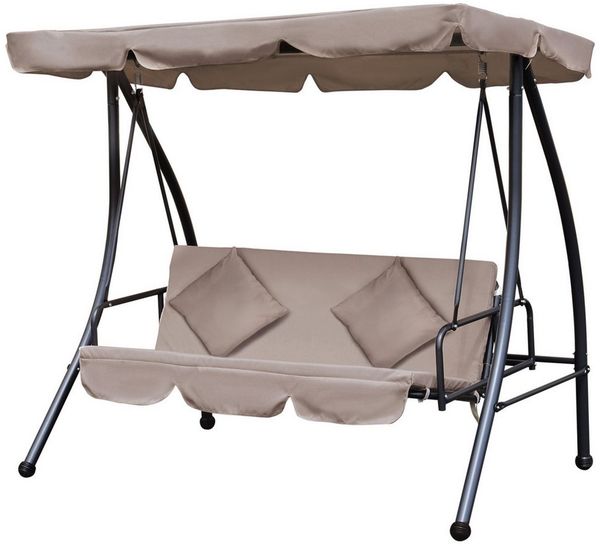 MC Star Hollywoodschaukel Hollywoodschaukel mit Liegefunktion Braun 200x 125 x 170 cm, 198 x 118 x 168 cm. Dunkelblau
