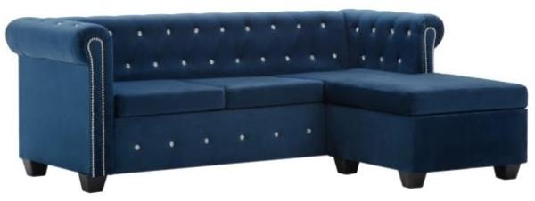 vidaXL Chesterfield Sofa L-förmig Samtbezug 199 x 142 x 72 cm Blau