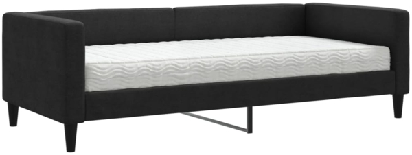vidaXL Tagesbett mit Matratze Schwarz 90x200 cm Stoff 3196562