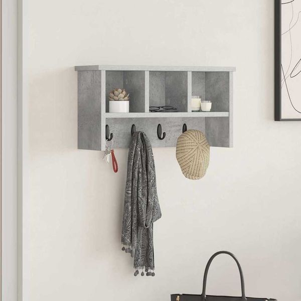 vidaXL Wandmontierter nachttisch mit Regal Beton Grau 50 x 16 x 26 cm 874310