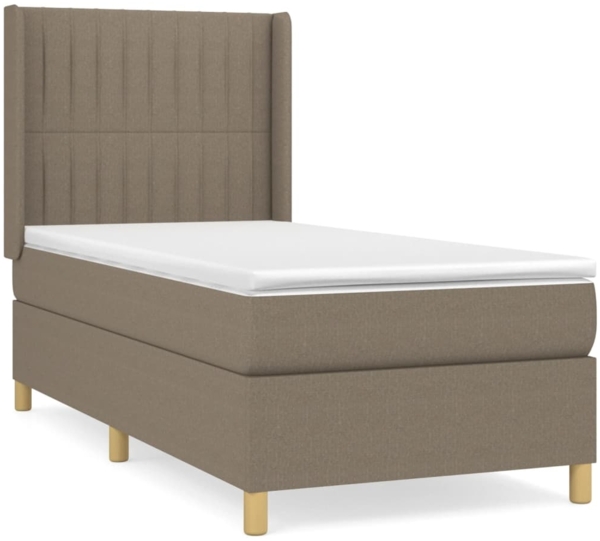 vidaXL Boxspringbett mit Matratze Taupe 80x200 cm Stoff, Härtegrad: H2 [3132109]
