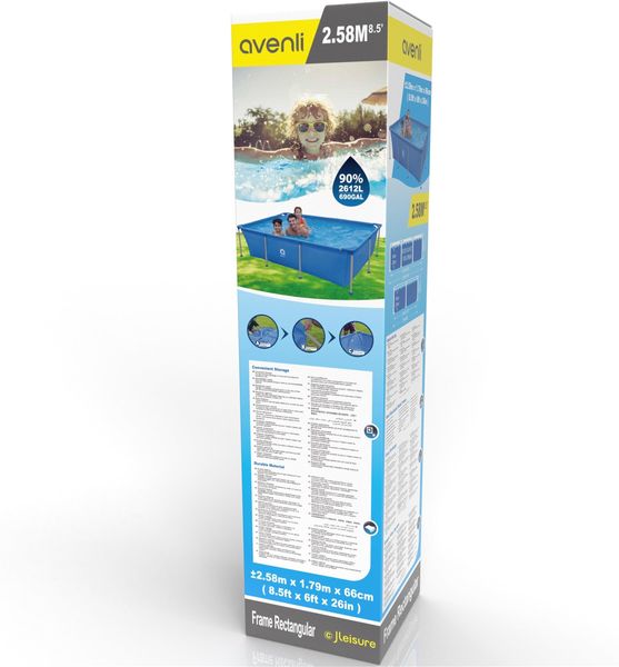 Avenli Frame Rectangular Pool 258 x 179 x 66 cm, Aufstellpool, rechteckig, ohne Pumpe, blau Bild 2