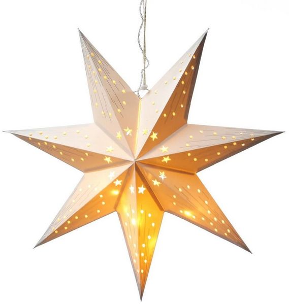 MARELIDA LED Stern Papierstern Weihnachtsstern Faltstern beleuchtet 40cm Batterie weiß, LED Classic, warmweiß (2100K bis 3000K)