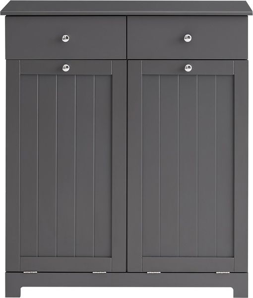SoBuy BZR33-DG Wäscheschrank, MDF, Lackiert, Dunkelgrau, 78 x 91 x 37 cm