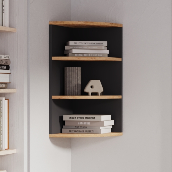 Eckregal Ecki Anthrazit/Goldkraft Eiche 30 x 60 cm Vicco Bild 4