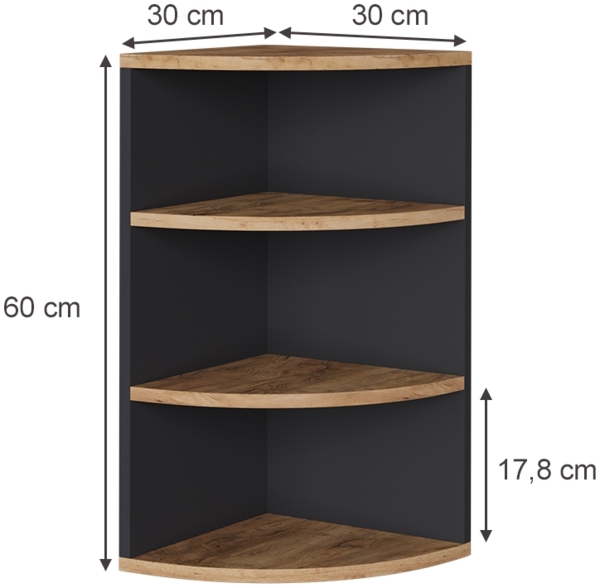 Eckregal Ecki Anthrazit/Goldkraft Eiche 30 x 60 cm Vicco Bild 3