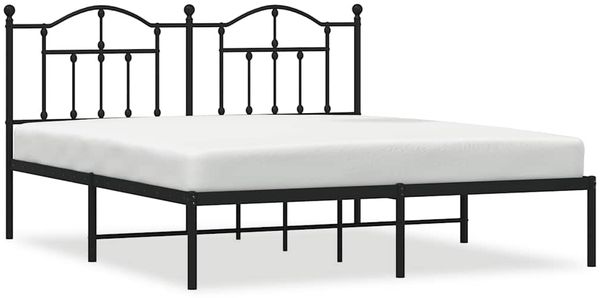 Doppelbett, Bettgestell Modernen mit Kopfteil Metall Schwarz 183x213 cm d585e