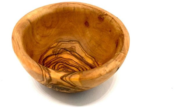 Olivenholz-erleben Tapas-Schale rund ca. Ø 10 cm aus Olivenholz – rustikal, handgefertigt, Unikat, Olivenholz, (1-tlg), Jede Schale ein Unikat – natürliche Maserung, rustikales Olivenholz