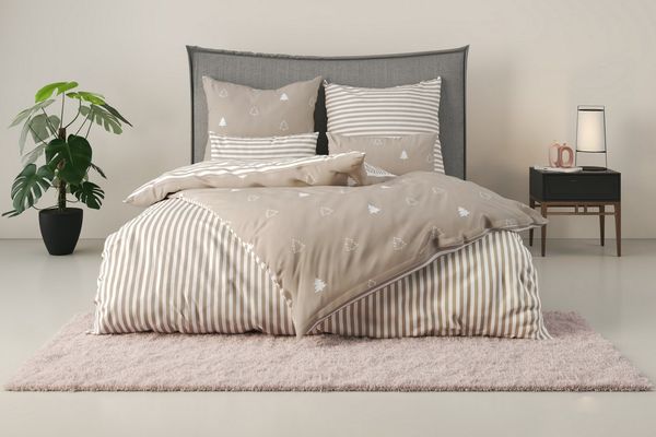 OTTO home Wendebettwäsche JULIE, Renforcé, 2 teilig, Bettwäsche mit Tannenbäumen, Baumwolle, Winter, ab 135x200