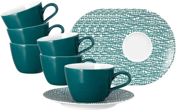 Seltmann Weiden Life Fashion Kaffeetasse mit Untertasse 6er Set - Trendy Petrol