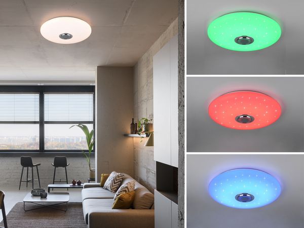 LED Deckenleuchte MUSICA mit Lautsprecher Farbwechsel & Fernbedienung, Ø 58cm