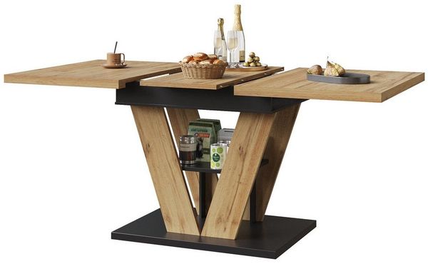 MODFU Esstisch Teleskoptisch,Moderne Esstisch,Ausziehbar,Esszimmer-Set (Holzmaserung, stabiler MDF-Tisch, moderne Design für Küche & Wohnzimmer, perfekt für kleine und große Haushalte, 1-St, 110-140 x 80 x 75 cm), Esstisch Teleskoptisch