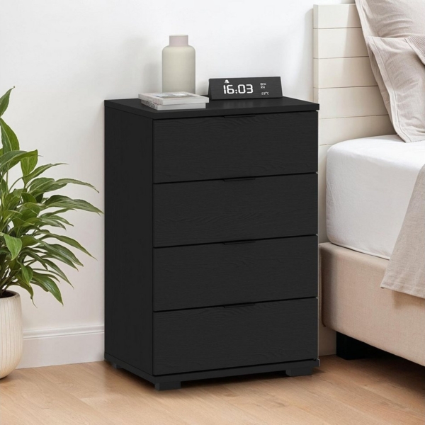 CARO-Möbel Nachtkommode PIANO, Kommode Nachttisch für Boxspringbetten mit 4 Schubladen Nachtschrank m